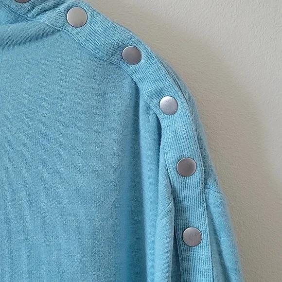 Soft Surroundings Arley Snap Shoulder Tunic Light Blue Green Size Medium - Picture 3 of 7